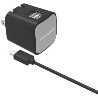 DIGIPOWER® InstaSense™ 2.4-Amp Dual-Port USB-A Wall Charger with Lightning® to USB Cable