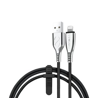 Naztech® 6-Ft. Titanium USB to MFi Lightning® Braided Cable (Black)