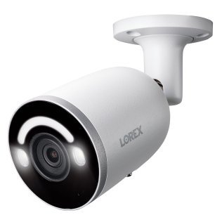 Lorex® IP Wired 4K AI Smart PoE Security Bullet Camera with Lighting and Deterrence, White