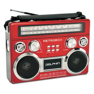 Dolphin® Audio RETROBOX™ Portable Mini Bluetooth® Speaker (Red)