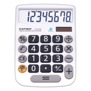 CATIGA® CD-8185 8-Digit Home and Office Calculator, Dual Power (White)