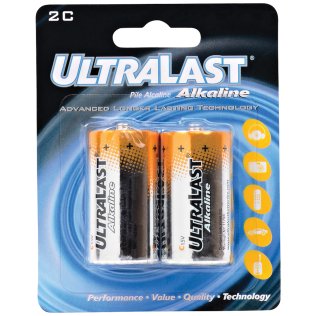 Ultralast® ULA2C C Alkaline Batteries, 2 Pack