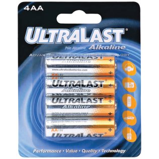 Ultralast® ULA4AA AA Alkaline Batteries, 4 Pack