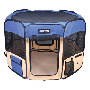 Jespet® Portable Dog Exercise Pet Soft-Side Playpen (Small; Royal Blue/Beige)