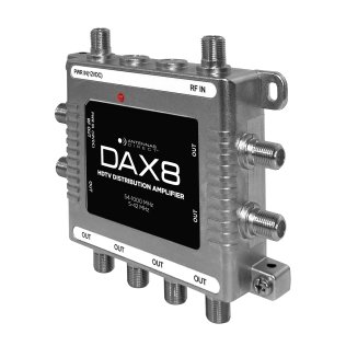 Antennas Direct DAX 8-Output TV Antenna Distribution Amplifier, Output to 8 TVs, CATV Systems, 4K 8K Ready - with Power Supply, Coaxial Cable (Silver)