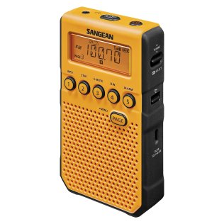 Sangean® AM/FM/NOAA® Weather Alert Pocket Clock Radio, Yellow, DT-800