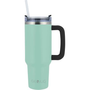 Brentwood® Geojug 40-Oz. Insulated Stainless Steel Tumbler Cup with Handle, Lid, and Straw, Black (Blue)