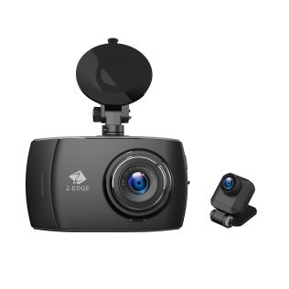 Z-EDGE™ T4 Front and Rear 1080p Dash Camera with 4-In. Touch-Screen, Night Vision, and microSD™ Card