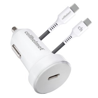 cellhelmet® 30-Watt PD Car Charger with 3-Ft. Round USB-C® to USB-C® Cable