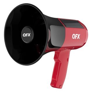 QFX® BT-1000 Rechargeable Solar Megaphone with Siren, Air Horn, Bluetooth®, and Digital File Playback