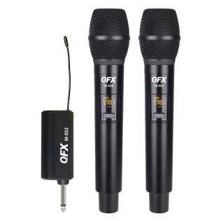 QFX® M-552 16-Channel UHF Multi-Frequency Microphone System with 2 Handheld Microphones and Dual-Channel Plug-in Receiver