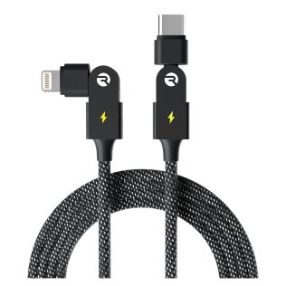 Raycon® Magic Spin 100-Watt Lightning® to USB-C® Charge and Sync Cable, 3.3 Ft. (Black)