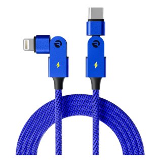 Raycon® Magic Spin 100-Watt Lightning® to USB-C® Charge and Sync Cable, 3.3 Ft. (Blue)