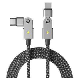 Raycon® Magic Spin Pro 100-Watt USB-C® to USB-C® Charge and Sync Cable, 6.6 Ft. (Black)