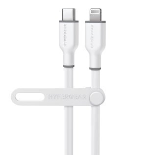 HyperGear® USB-C® to Lightning® 10-Ft. Charge and Sync Flexi Pro Soft-Touch Silicone Fast Charge Cable, for Smartphones and Tablets (White)