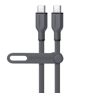 HyperGear® Flexi Pro USB-C® to USB-C® Soft-Touch Silicone Fast Charge and Sync Cable (15 Ft.; Gray)