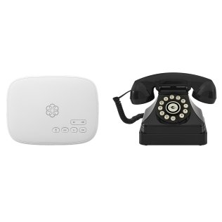 Ooma® VoIP Home Phone Retro Bundle with Phone Genie IP Wired Adapter, Wired Crosley® Kettle Phone, and Premier Service