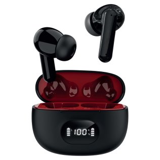 IQ Sound® TWS Bluetooth® In-Ear Earphones with Mics and LED-Power-Display Charging Case, ENC, up to 28 Hours Play Time, IPX4 Splash-Resistant, IQ-243TWS