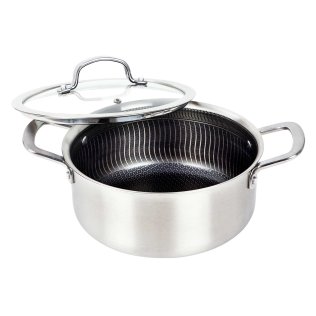 Brentwood® 3-Ply Hybrid Non-Stick Stainless Steel Dutch Oven with Tempered Glass Lid (4 Qt.)