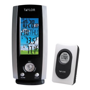 Taylor® Precision Products Battery-Powered Wireless 3-Channel Digital Weather Station Thermometer and Clock with Wireless Remote Sensor