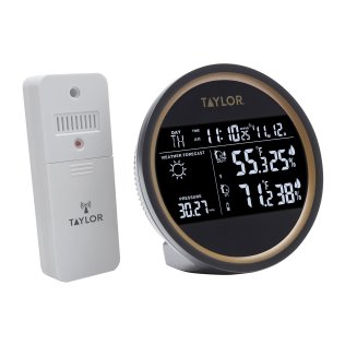 Taylor® Precision Products Battery-Powered Wireless 3-Channel Digital Weather Forecaster and Clock with Wireless Remote Sensor