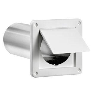 Lambro® 4-In. Plastic Wall Exhaust Dryer Vent with Single Flap and 11-in. Pipe, White, 1422WTP