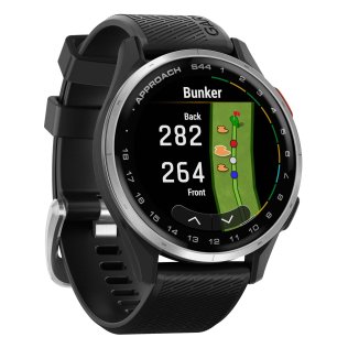 Garmin® Approach® S44 GPS Golf Smartwatch with Aluminum Bezel and Silicone Band (Silver/Black)