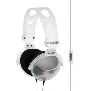 Koss® CL-20i Full-Size On-Ear Headphones with In-Line Microphone and Remote, Retro Style, Clear