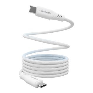 Naztech® REcoil 100-Watt 6-Ft. USB-C® to USB-C® Magnetic Braided Cable (White)