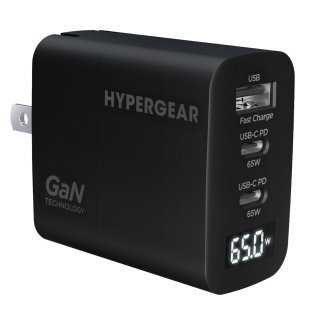 HyperGear® SpeedBoost 65-Watt 3-Port-USB GaN Charger, Black