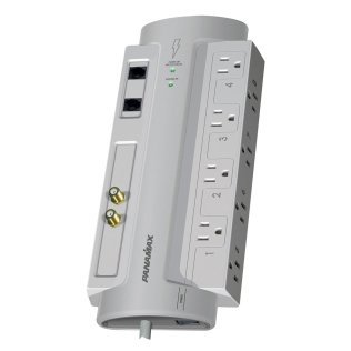 Panamax® 8-AC Outlet, Telco, and Coax 1,125-Joules AV Surge Protector Power Strip, 6-Ft. Cord with Angled Plug, SP8-AV