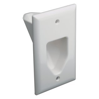 DataComm Electronics 1-Gang Recessed Low-Voltage Cable Plate, Ultra White