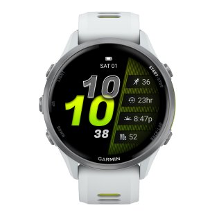 Garmin® Forerunner® 970 Running Smartwatch with Sapphire Lens and Titanium Bezel (Whitestone/Amp Yellow)