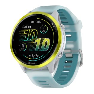 Garmin® Forerunner® 570 GPS Smartwatch with 47-mm Case, Bluetooth®, AMOLED, Health/Fitness, Navigation, Music, 5 ATM (Amp Yellow/Whitestone/Turquoise)