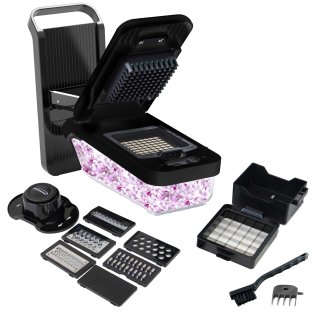 Brentwood® All-in-One Food and Vegetable Chopper, Mandoline Slicer, and Cheese Grater with 4.25-Cup Storage, Black