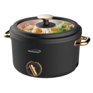 Brentwood® 700-Watt 2.6-Qt. Multifunction Electric Hot Pot Cooker with Ceramic Nonstick Coating and Food Steamer, Black