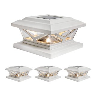 Home Zone Security® Crown-Style Solar-Powered LED Post Cap Light with Adjustable Color Temperature, 4 Pack (White)