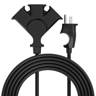 Uncaged Ergonomics® Comfort Grip™ 3-Outlet Grounded Indoor/Outdoor Extension Cord, 8 Ft., Black