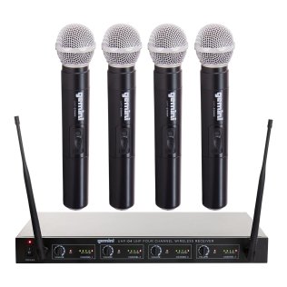 Gemini® UHF-04M-S1234 UHF 4-Channel Wireless Microphone System with 4 Handheld Microphones and Receiver