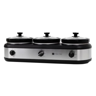 Culinary Chef 420-Watt Triple Slow Cooker and Buffet Server with Three 2.5-Quart Ceramic Pots