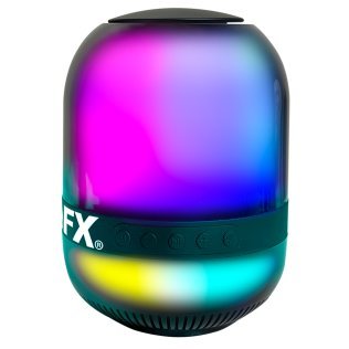 QFX® Portable Bluetooth® Speaker with LED Party Lights and FM Radio, True Wireless, Black, BT-27