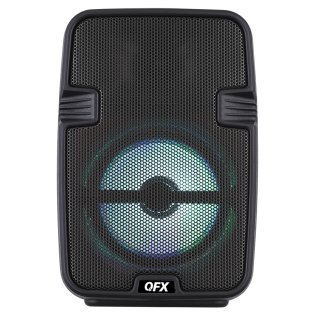 QFX® Portable Bluetooth® Speaker with LED Party Lights, FM Radio, and Microphone Input, True Wireless, BT-60 (Black)