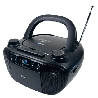 QFX® Bluetooth® CD/Cassette/Radio/USB Boom Box, Black, J-300BT