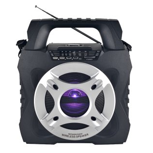 QFX® Retro Jukebox-Style Portable AM/FM/Shortwave Radio with Bluetooth®, Flashlight, and Solar Panel, Black, R-45