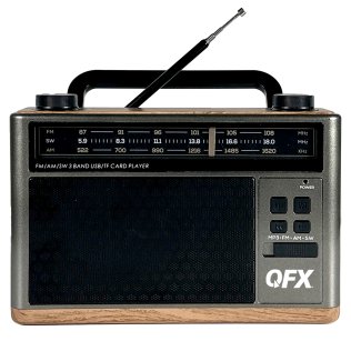 QFX® Retro-Style Portable AM/FM/Shortwave Radio with Bluetooth®, Flashlight, and Party Light, Brown, Retro-1937