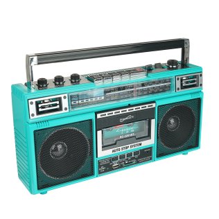 Supersonic® Retro Bluetooth® Cassette/AM/FM/Shortwave Boom Box, SC-3201BT (Teal)