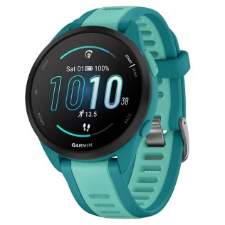 Garmin® Forerunner® 165 Music Running Smartwatch with 43-mm Fiber-Reinforced Polymer Bezel and Silicone Strap (Turquoise/Aqua)