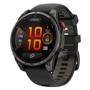 Garmin® fēnix 8 Pro AMOLED Sapphire Multisport 47-mm GPS Watch with InReach® Technology and Silicone Band (Carbon Gray DLC/Pebble Gray)