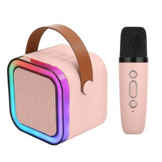 IQ Sound® 5-Watt Portable Bluetooth® Rechargeable Mini Karaoke Speaker with Wireless Mic, Lights, and Carry Strap, IQ-708K