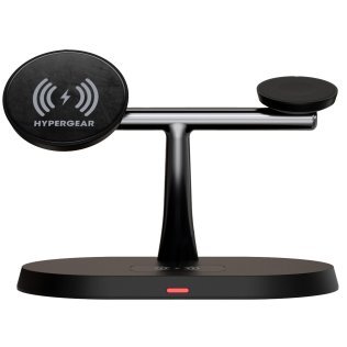 HyperGear® MaxCharge Pro 3-in-1 Wireless Charging Stand with 15-Watt Magnetic Wireless Fast Charge, Black